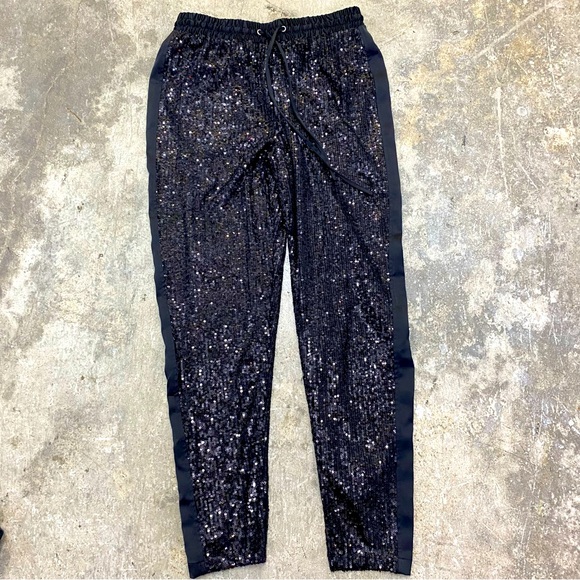 Rachel Zoe Black Sequin Jogger Pants XS - Picture 1 of 7